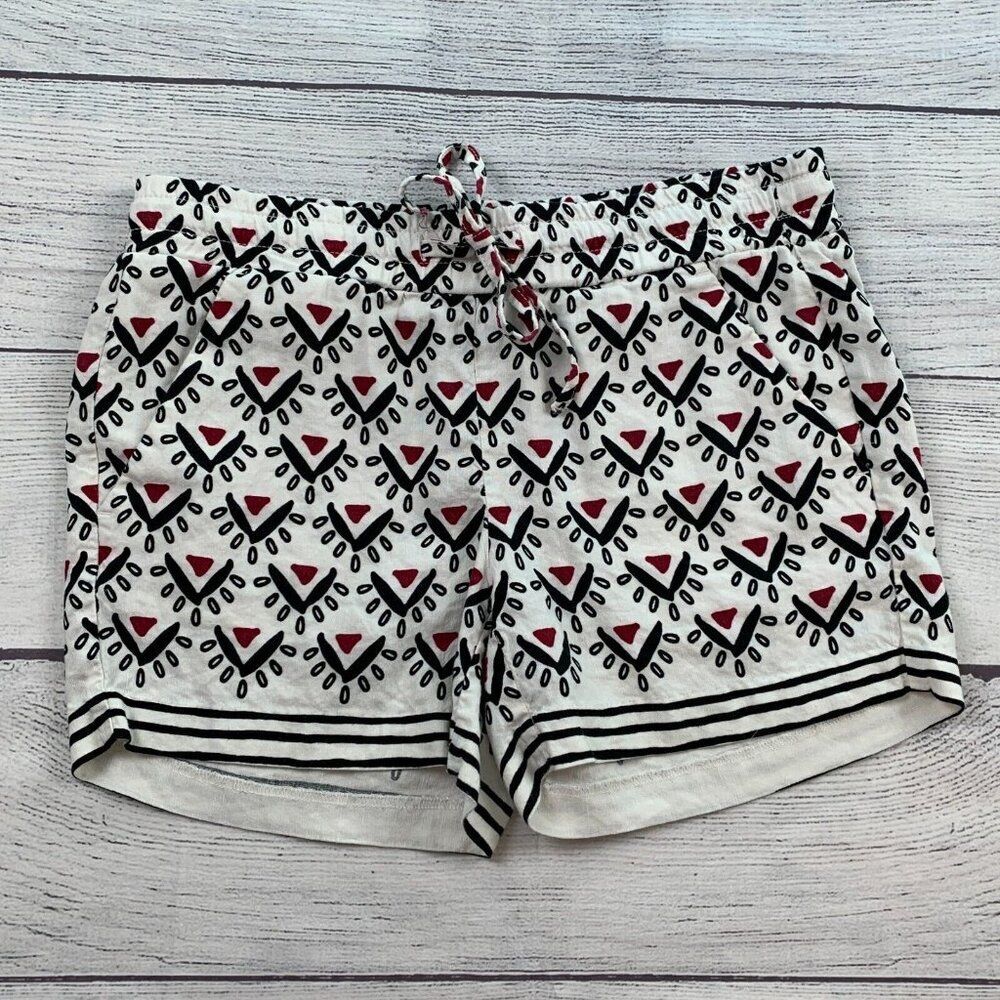 Loft Shorts sz XS White Patterned Casual 4" Inseam Linen Blend Pull On